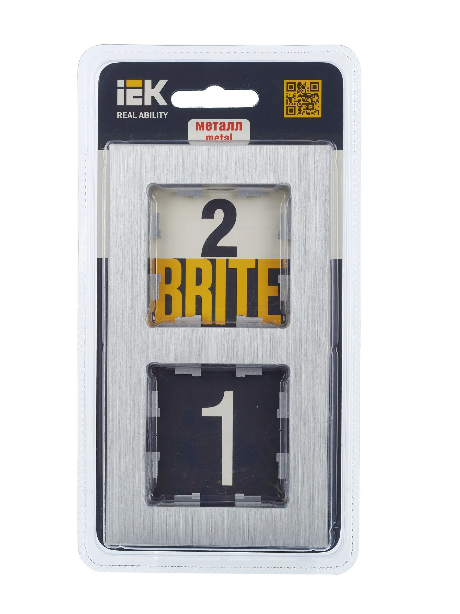 BRITE Рамка 2 -местная РУ-2-1-БрА металл алюминий IEK - Фото 4