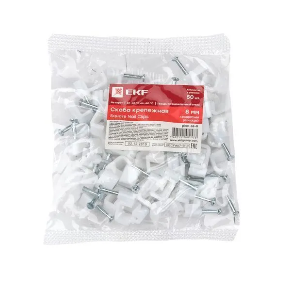 Скоба крепежная квадратная (плоская) (8мм (50шт) EKF