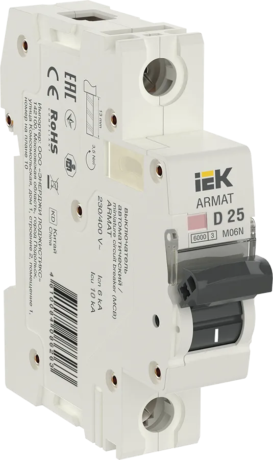 ARMAT Автоматический выключатель M06N 1P D 25А IEK