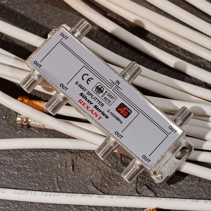 Делитель ТВх6 под F-разъем, 5-1000МГц, Silver (7 F-разъемов в комплекте) REXANT - Фото 2