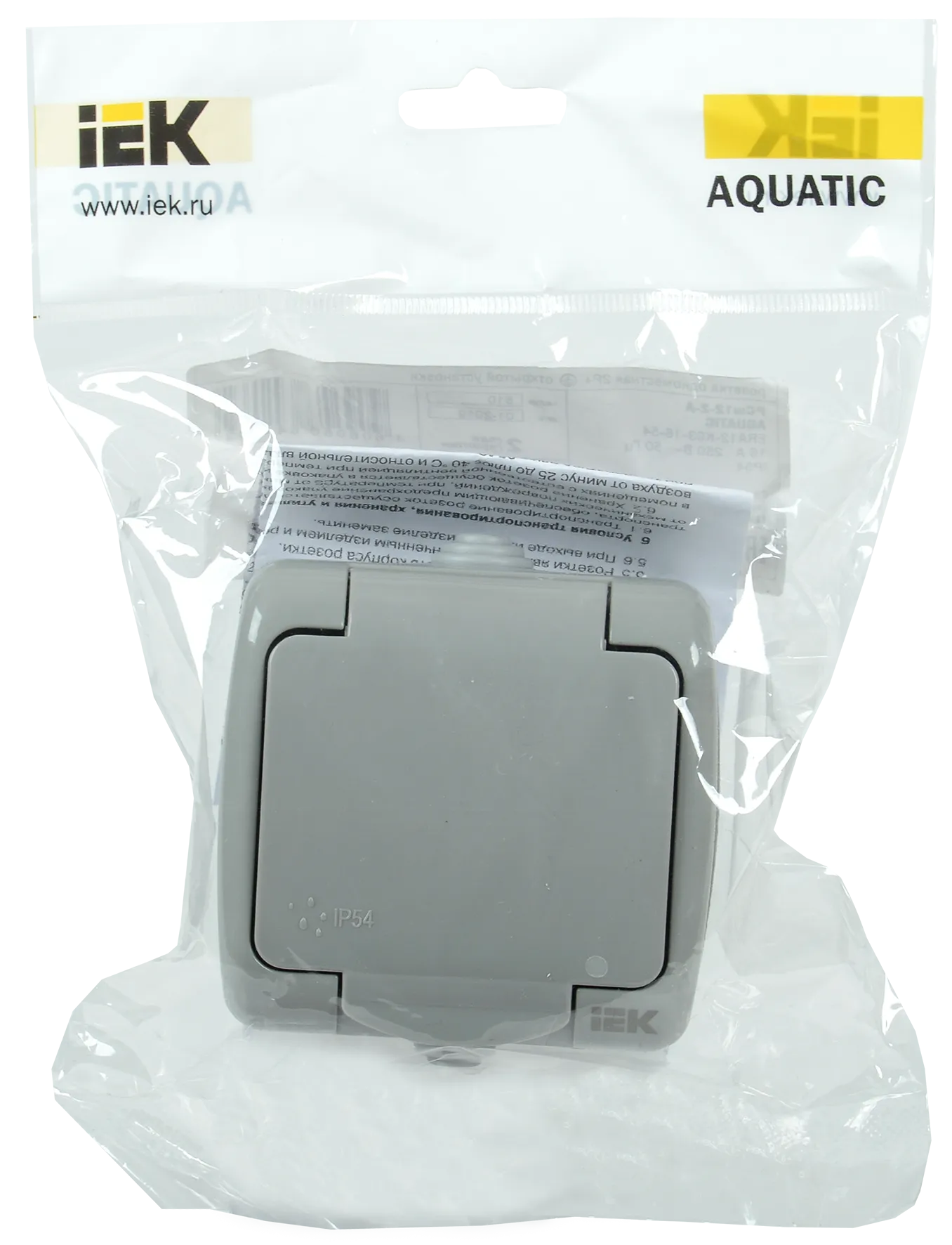 AQUATIC Розетка 1-местная с заземлением и крышкой для открытой установки 16А IP54 РСш12-2-А IEK - Фото 2