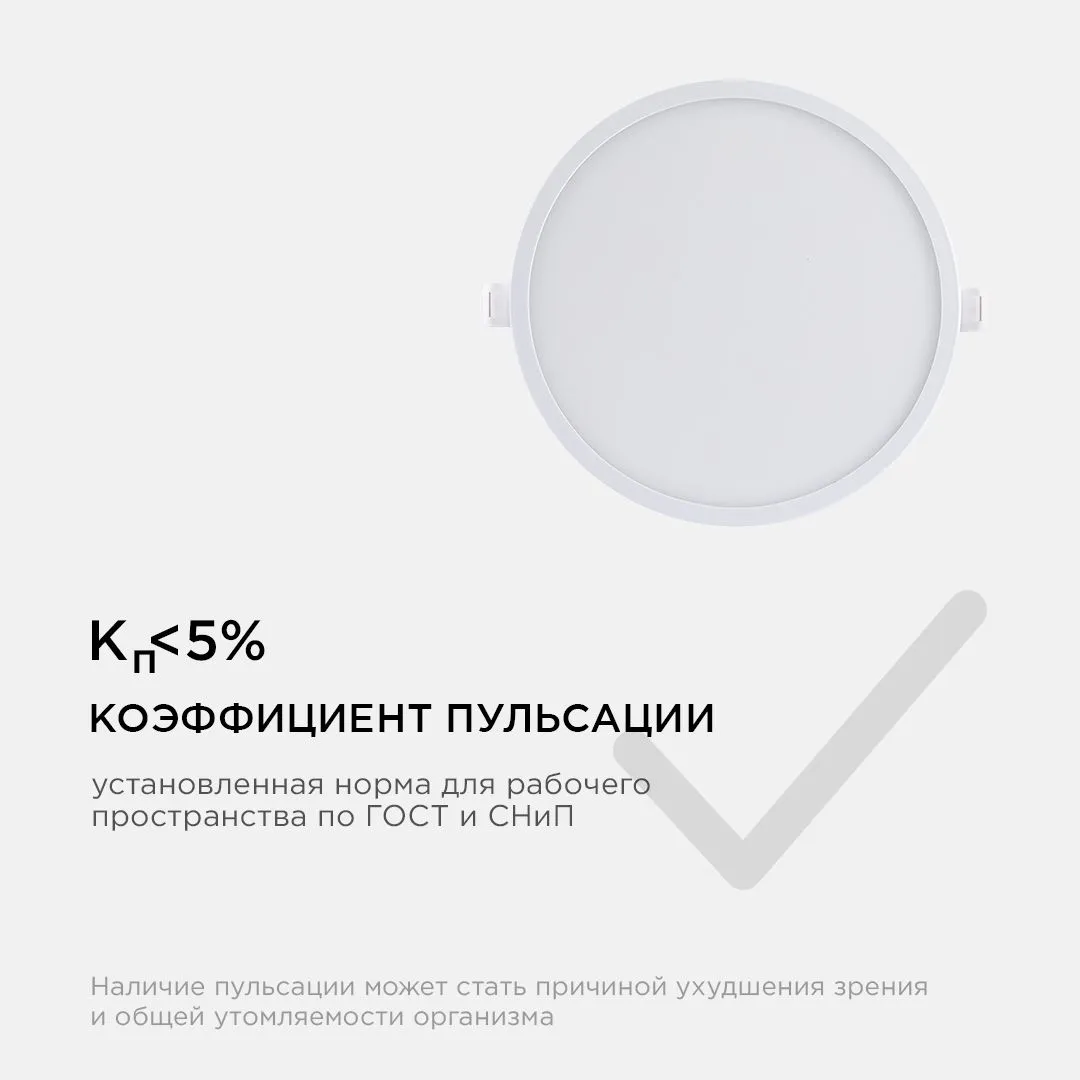 Панель светодиодная встраиваемая круглая 18Вт, 1440Лм, Ф170/155мм, 6500К, Apeyron - Фото 11