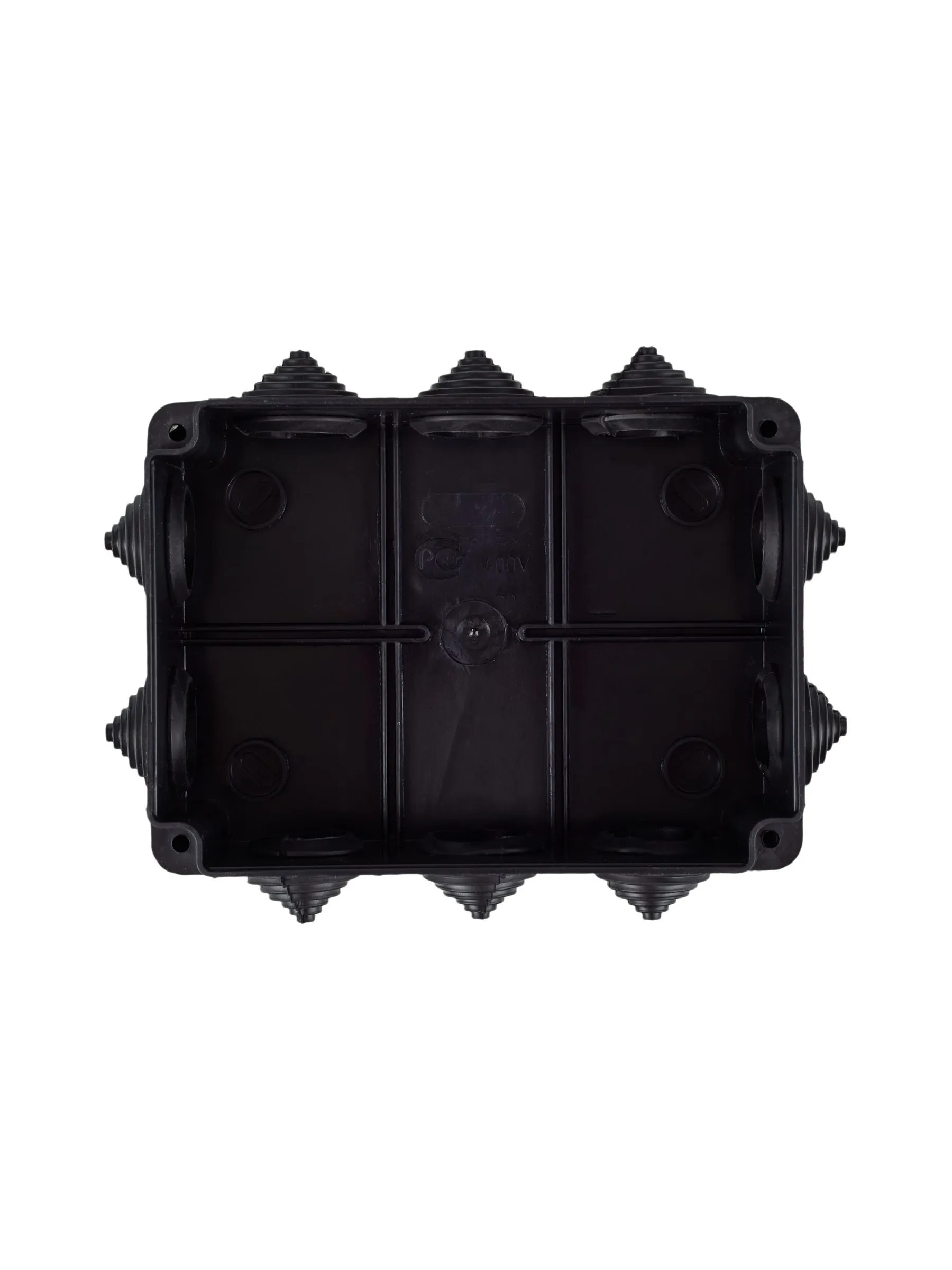 Коробка распаячная КМ41242 для открытой проводки безгалогенная (HF) 150х110х70мм IP55 10 гермовводов черная (RAL 9005) IEK - Фото 4