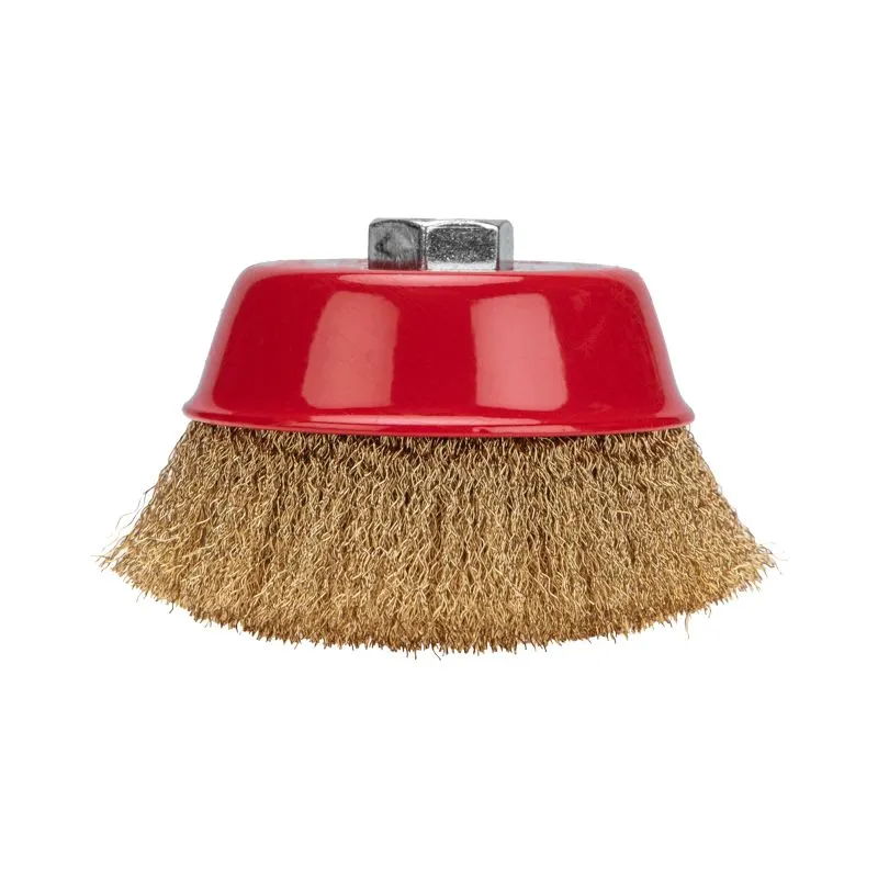 Щетка чашечная для УШМ, витая латунированная проволока, 125мм, М14 KRANZ - Фото 5