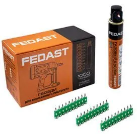 Гвозди 3.0*19 мм усиленные для монтажного пистолета в комплекте с газовым баллоном 165 мм FEDAST fd3019egfc