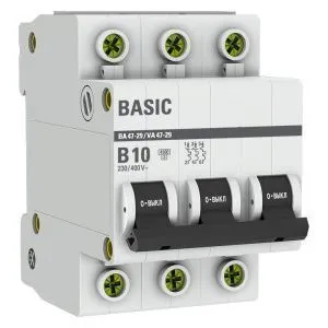 Авт. выкл. 3P 10А (B) 4,5кА ВА 47-29 mcb4729-3-10-B