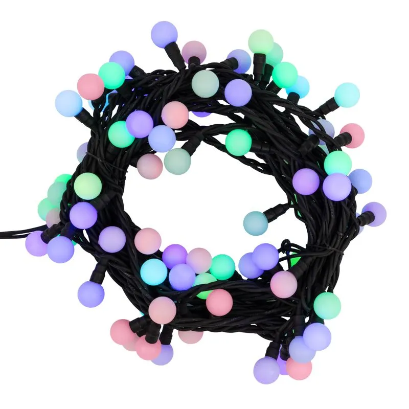 Гирлянда светодиодная Мультишарики Ø23мм 10м 80 LED RGB черный каучук IP67 быстрая смена цвета 230В нужен блок 315-000 NEON-NIGHT - Фото 2