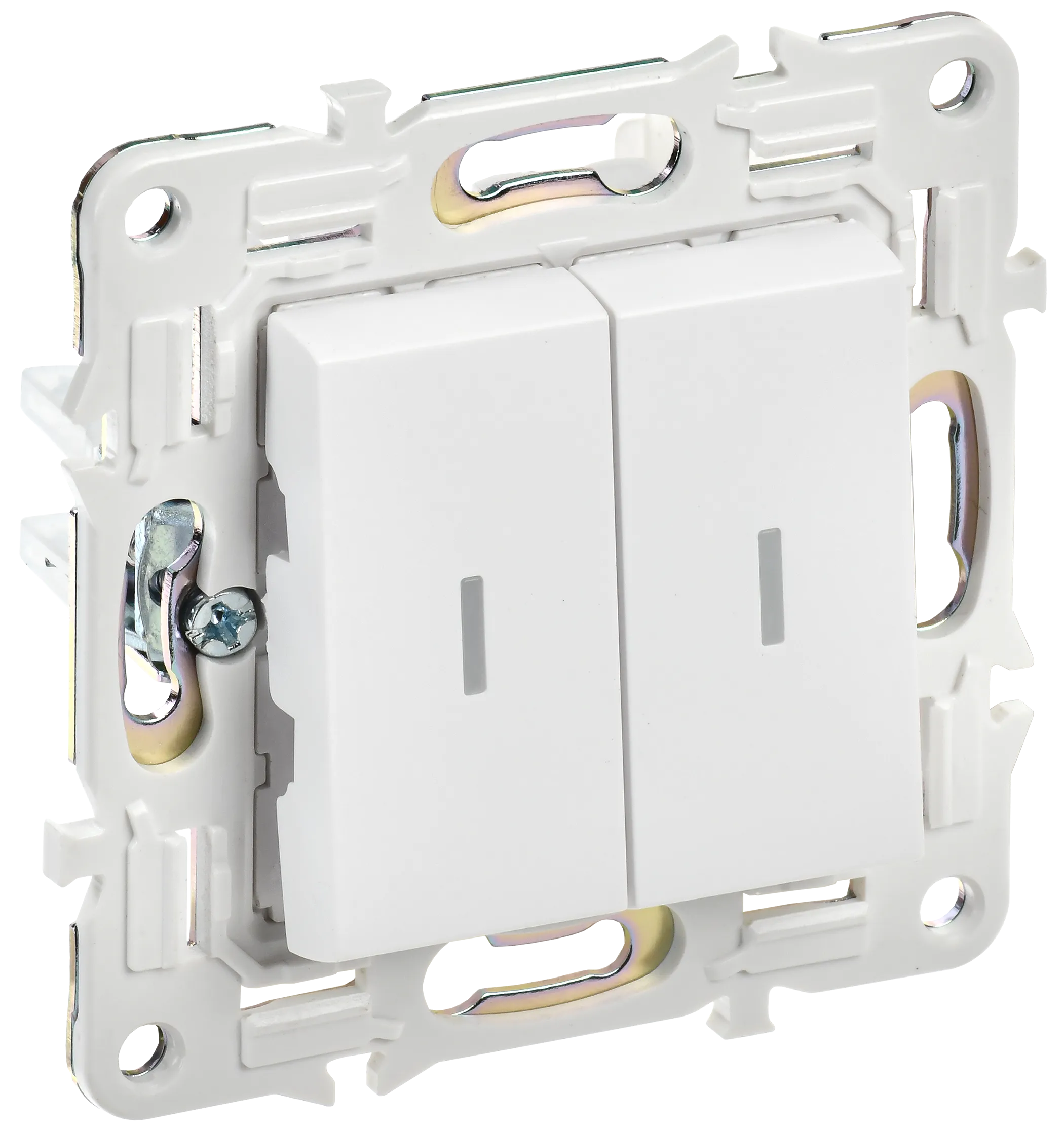 SKANDY Выключатель 2-клавишный проходной с индикацией 10А SK-V10W арктический белый IEK SK-V22-1-10-K01