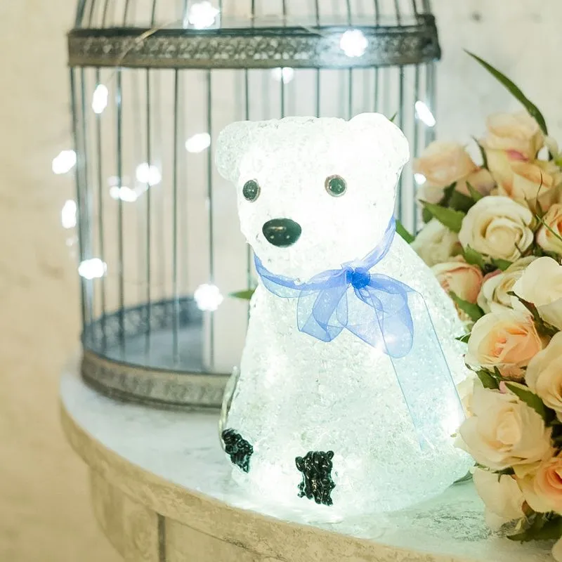 Акриловая светодиодная фигура Белый мишка 20 см, 4,5 В, 3 батарейки AA (не входят в комплект), 20 светодиодов NEON-NIGHT - Фото 2