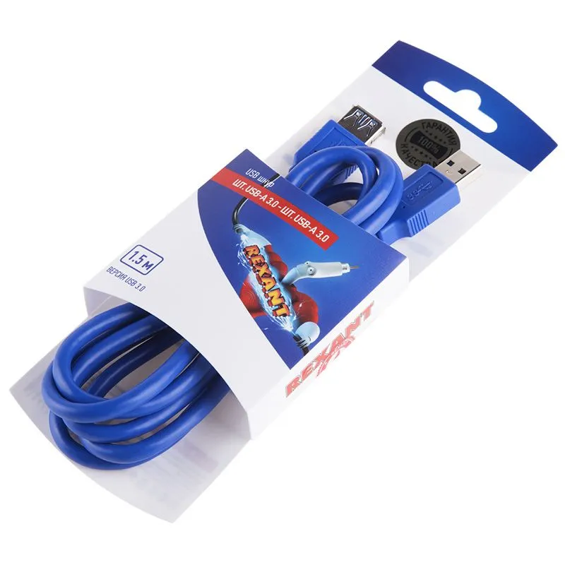 Шнур шт. USB A 3.0 - гн. USB A 3.0   1,5м  REXANT - Фото 2