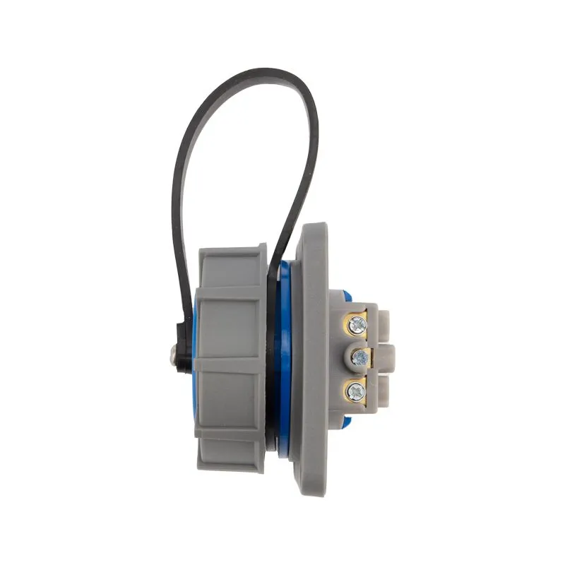 Розетка влагозащищенная настенная фланцевая с крышкой 1 гнездо, 2Р+РЕ, 16А, IP68, серая REXANT - Фото 3