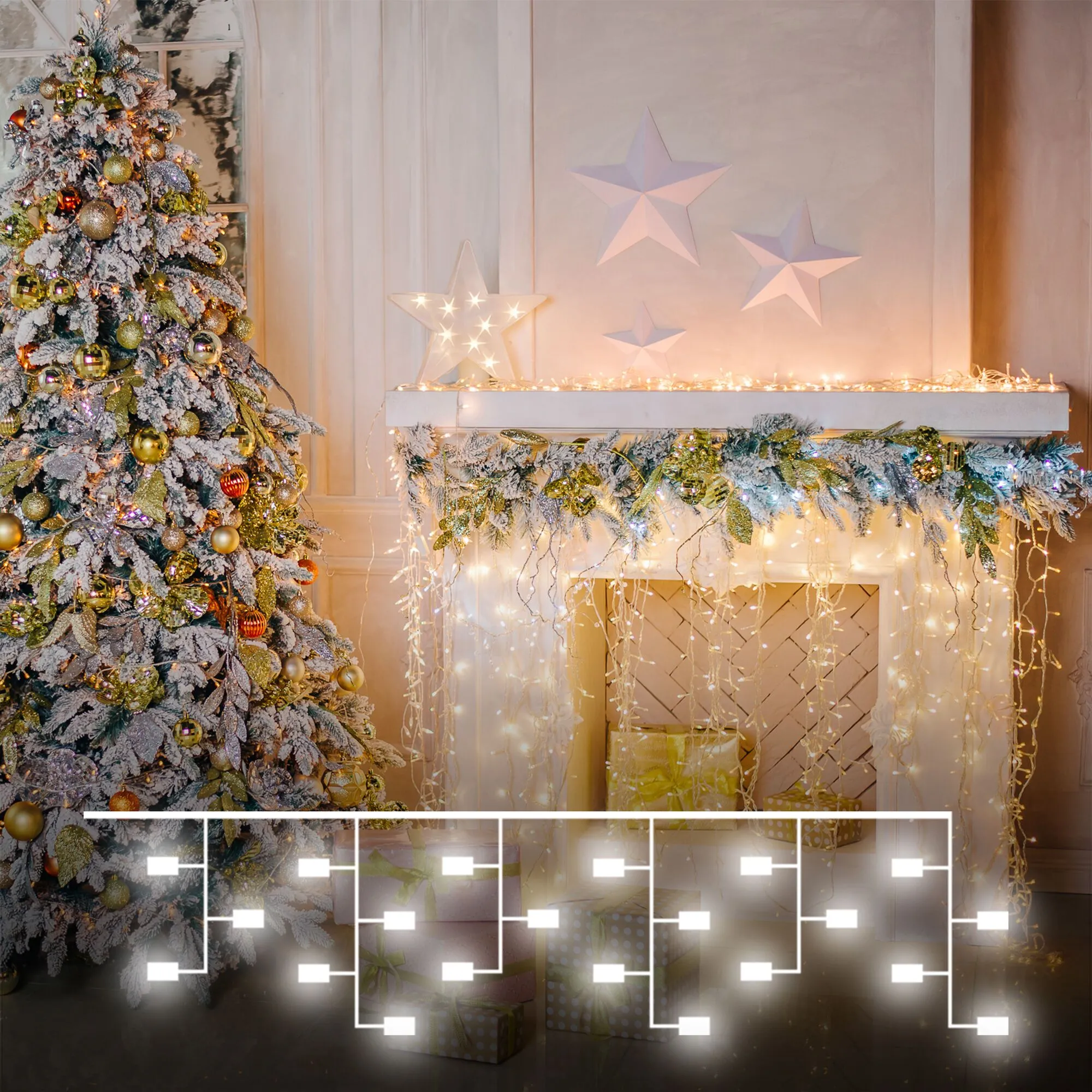 Гирлянда бытовая электрическая бахрома 100-001 теплый белый 1,8*0,5м IP20 100-001 Elektrostandard Eu