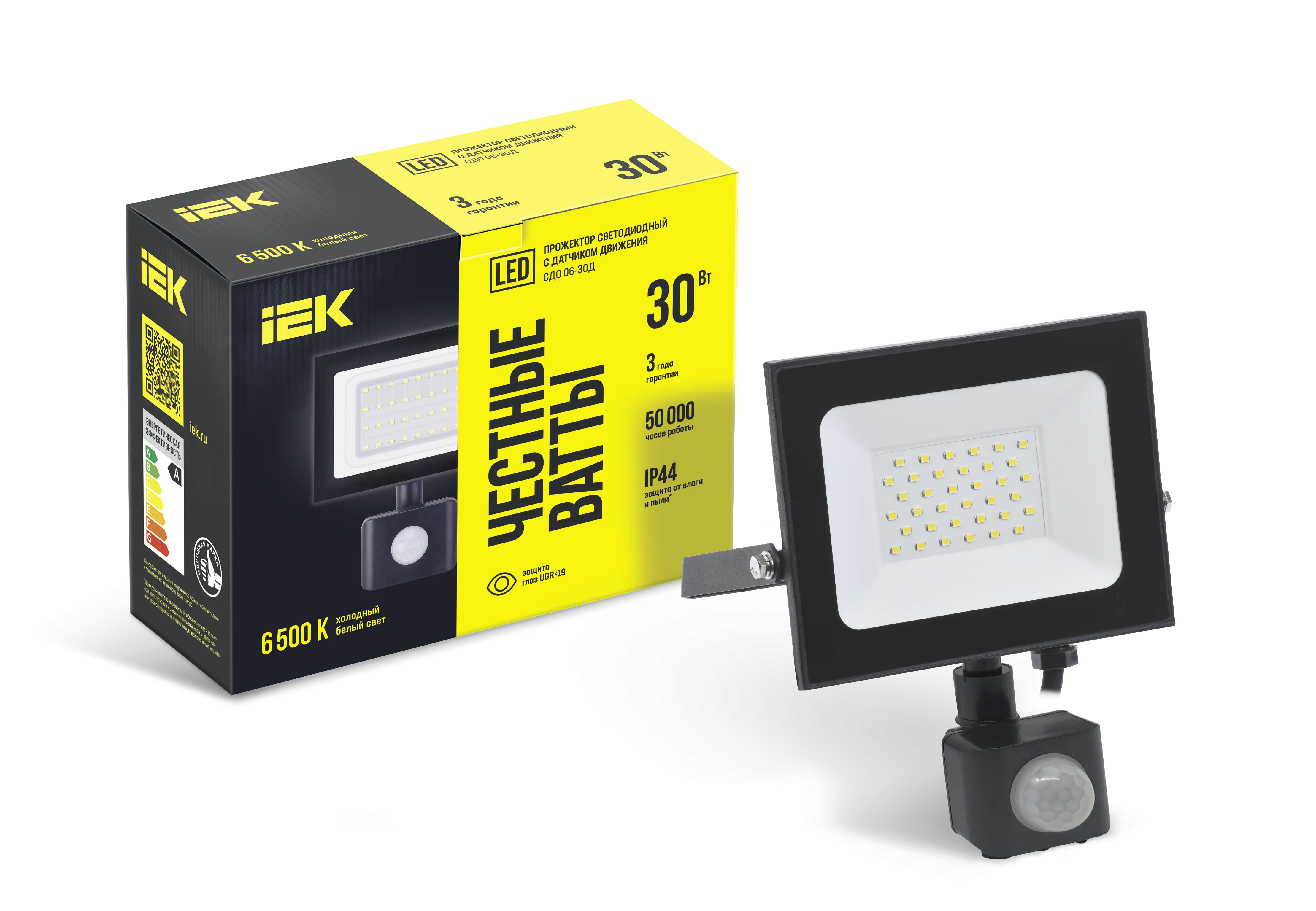 Прожектор СДО 06-30Д светодиодный черный с ДД IP54 6500K IEK LPDO602-30-65-K02
