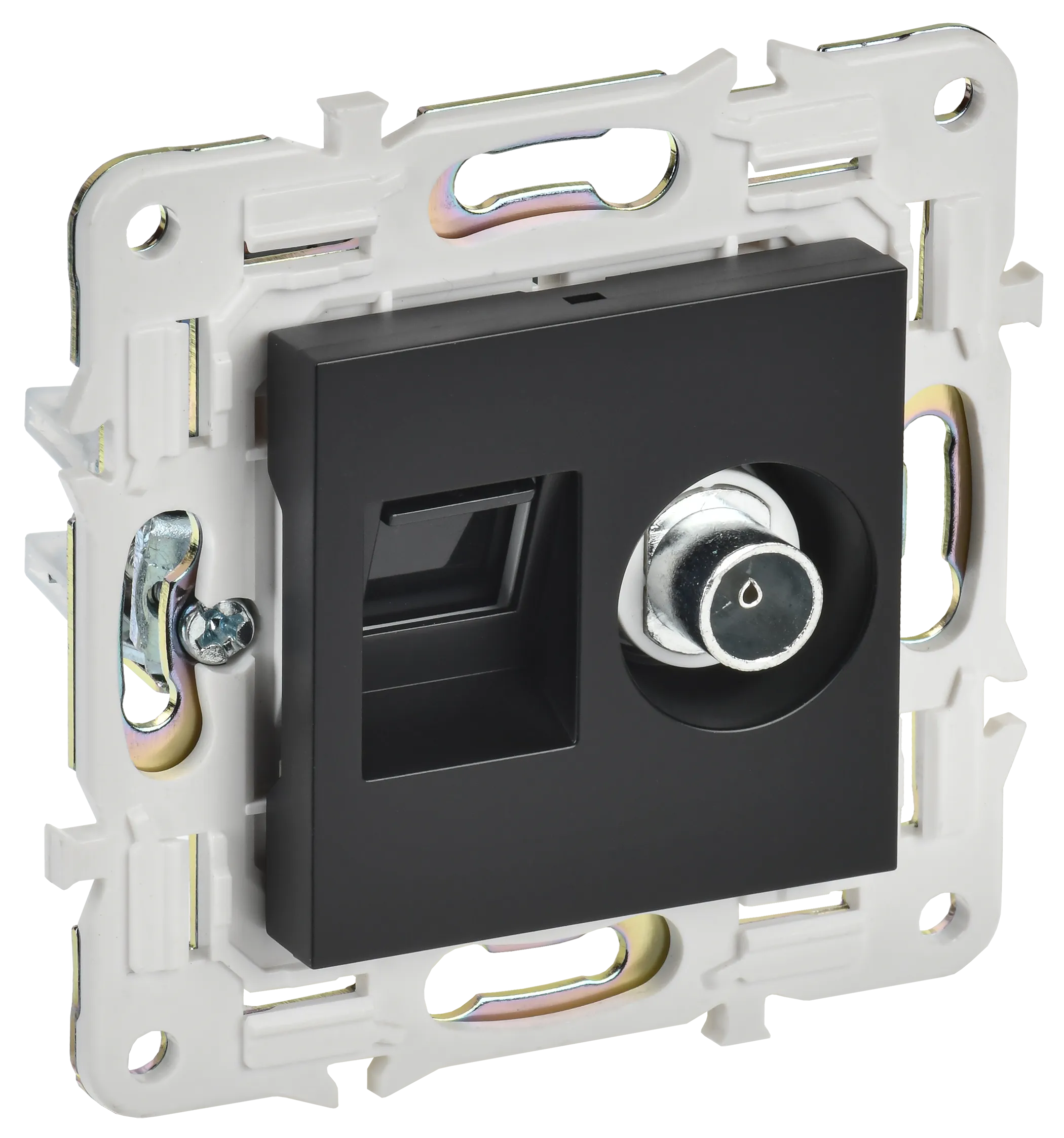 SKANDY Розетка двойная TV+RJ45 кат.6E SK-A15Bl черный IEK SK-AK20-2-K02