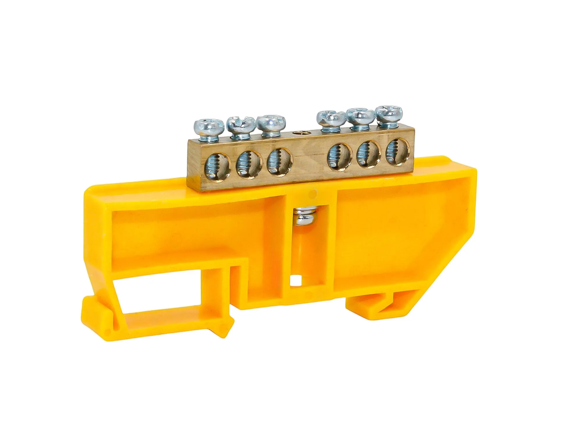 Шина PE "земля" на DIN-изоляторе ЖЕЛТЫЙ 6х9-6