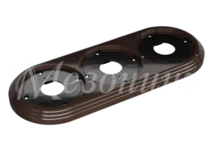 Рамка трехместная пластиковая, 234x92x14 мм, цвет - коричневый, серия УСАДЬБА, ТМ МЕЗОНИНЪ GE30703-04