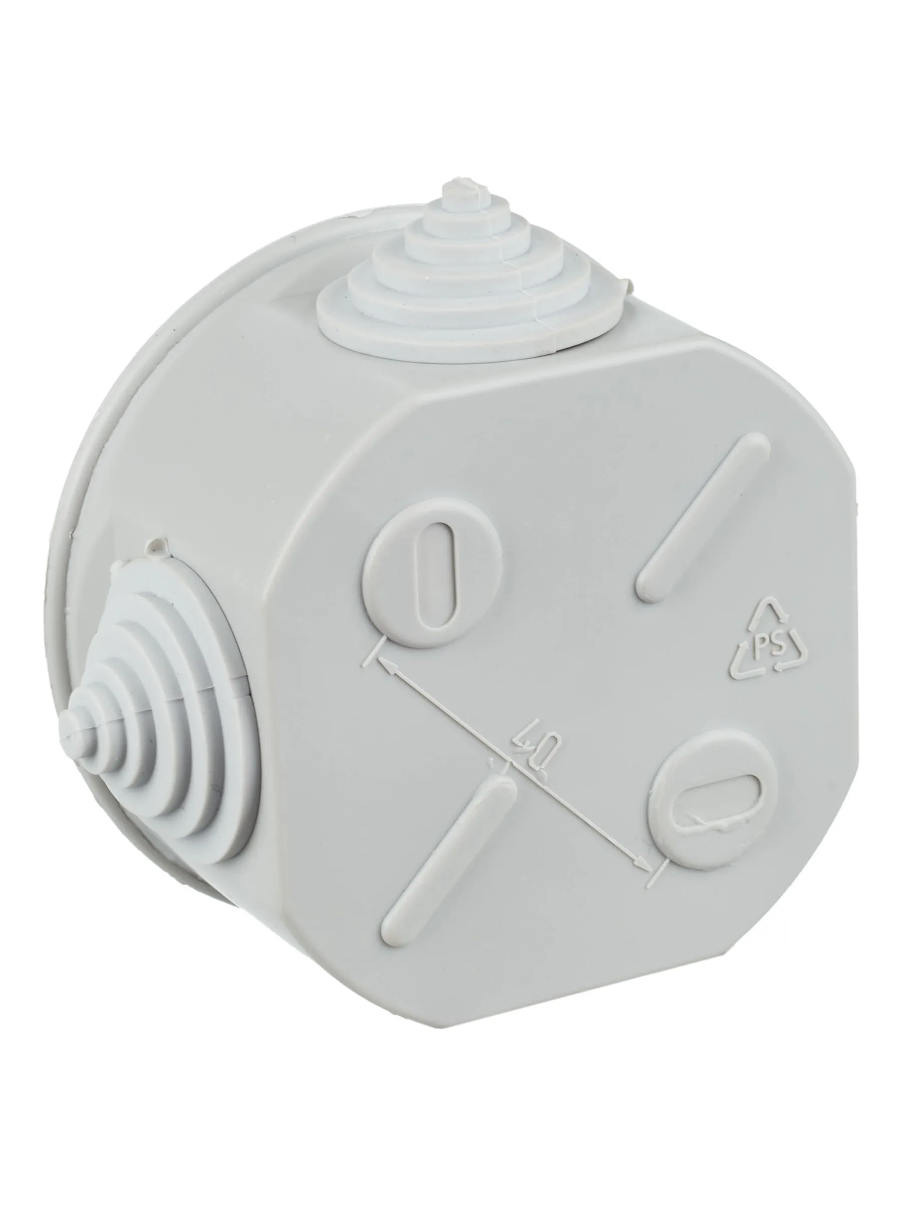 Коробка распаячная КМ41237 для открытой проводки безгалогенная (HF) D=75х40мм IP44 4 гермоввода серая IEK - Фото 5