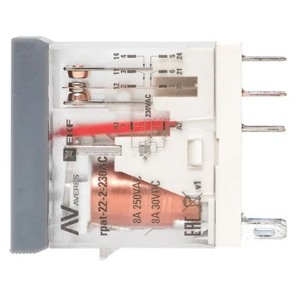 Реле промежуточное с кнопкой и мех. индикацией RPAt 22/2 8A 230В AC EKF - Фото 4