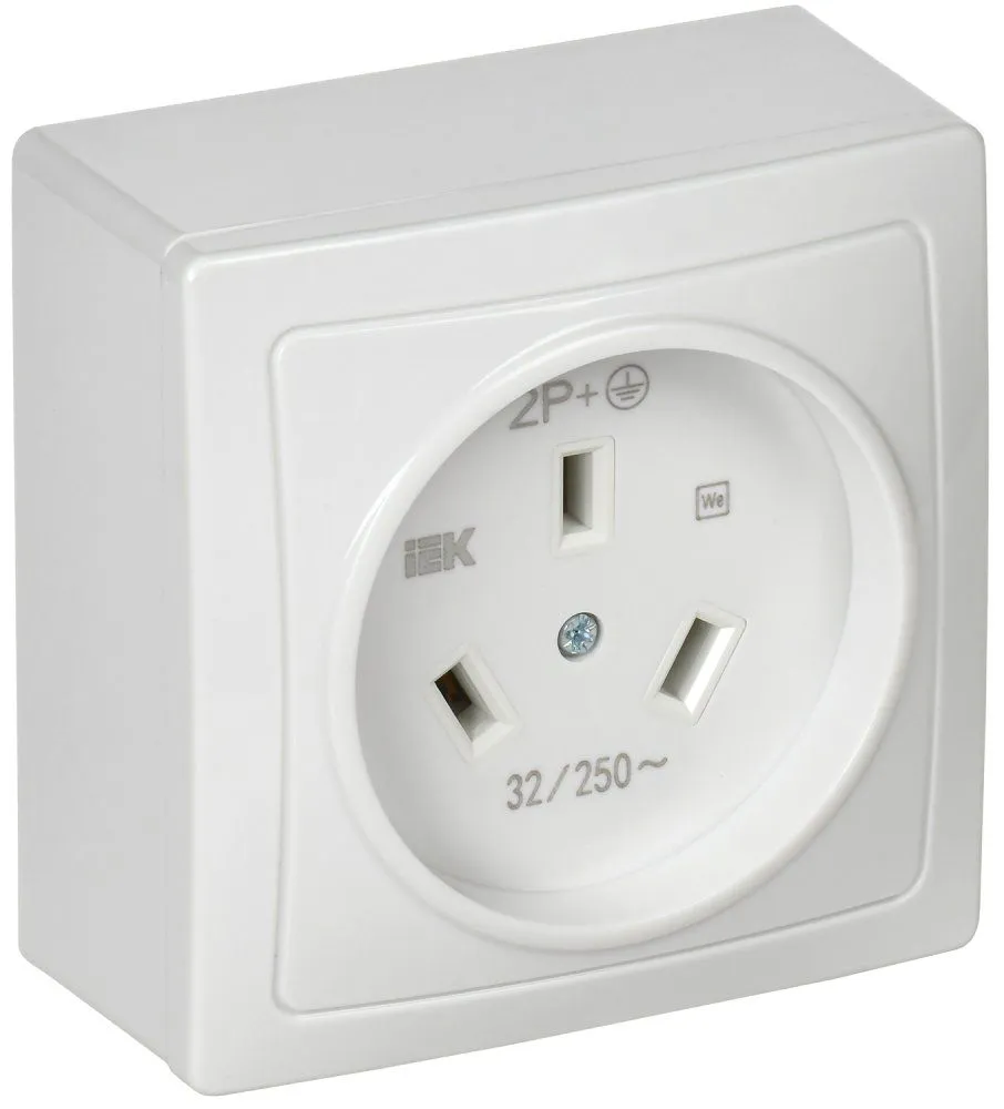 Розетка разборная для плиты с заземлением открытая установка 32А Рпл10-К белая IEK ERP10-032-K01