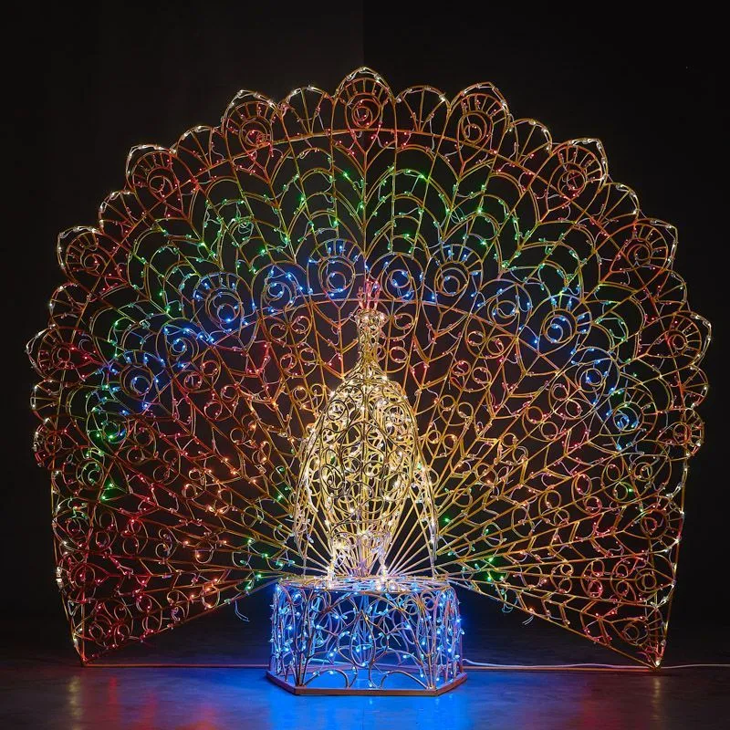 Декоративная 3D Павлин с раскрытым хвостом 200 см 501-575