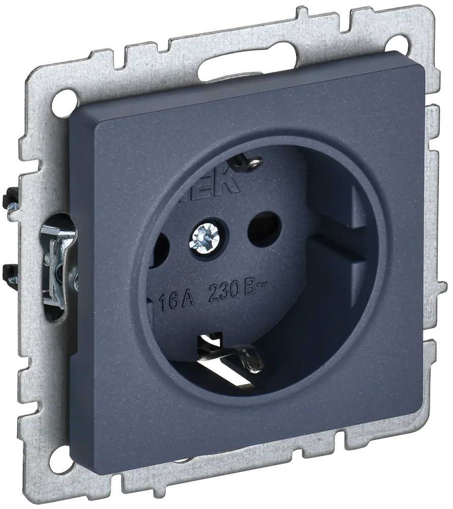 BRITE Розетка 1-местная с заземлением без защитных шторок 16А РС11-1-0-БрМ маренго IEK