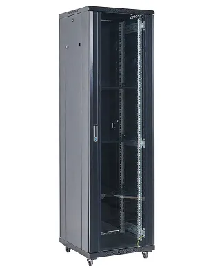 Напольный шкаф 19" 27U 600×600×1387 (ШxГxВ), дверь стекло, металлическая задняя дверь, боковые съемные стенки, RAL 9005 REXANT