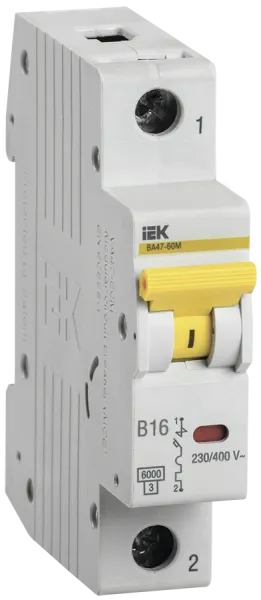 KARAT Автоматический выключатель ВА47-60M 1P B 16А 6кА IEK