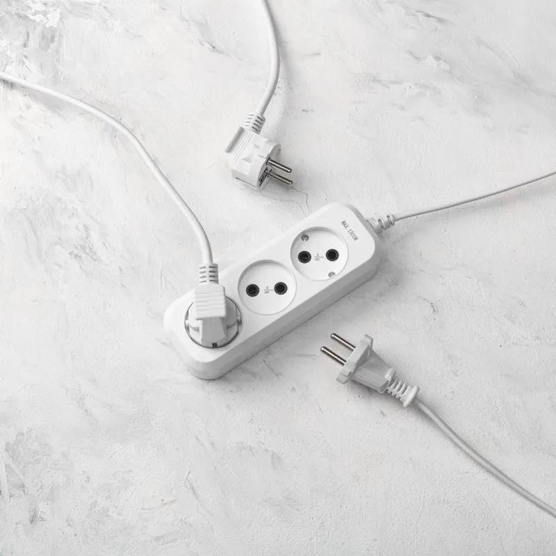 Удлинитель 3 гнезда, 5м, 2х0,75мм², б/з, белый PROconnect - Фото 2
