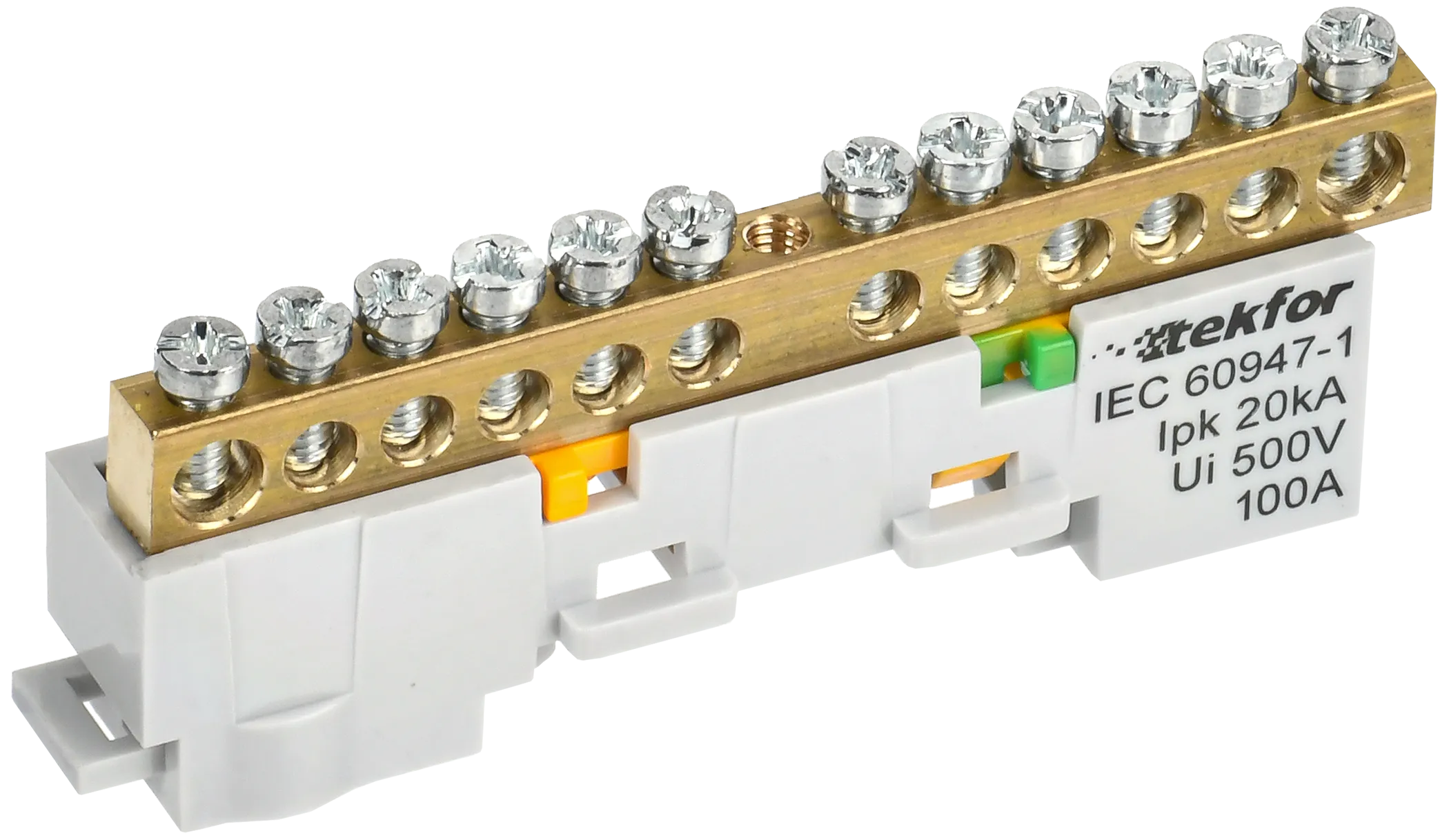 TEKFOR Шина PE "земля" неизолированная на универсальном держателе 6х9-12-Ж IEK