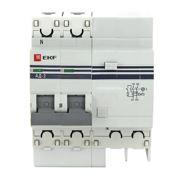 Диф. автомат 2Р 40А 300мА тип АС х-ка C эл. 4,5кА АД-2 EKF - Фото 2