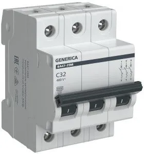 Автоматический выключатель ВА47-29М 3P 32А 4,5кА C GENERICA MVA21-3-032-C-G