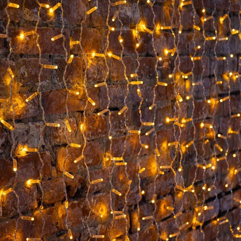 Гирлянда светодиодная Занавес 2х1,5м 300 LED ЖЕЛТЫЙ прозрачный ПВХ IP65 постоянное свечение 230В блок в комплекте NEON-NIGHT 235-301