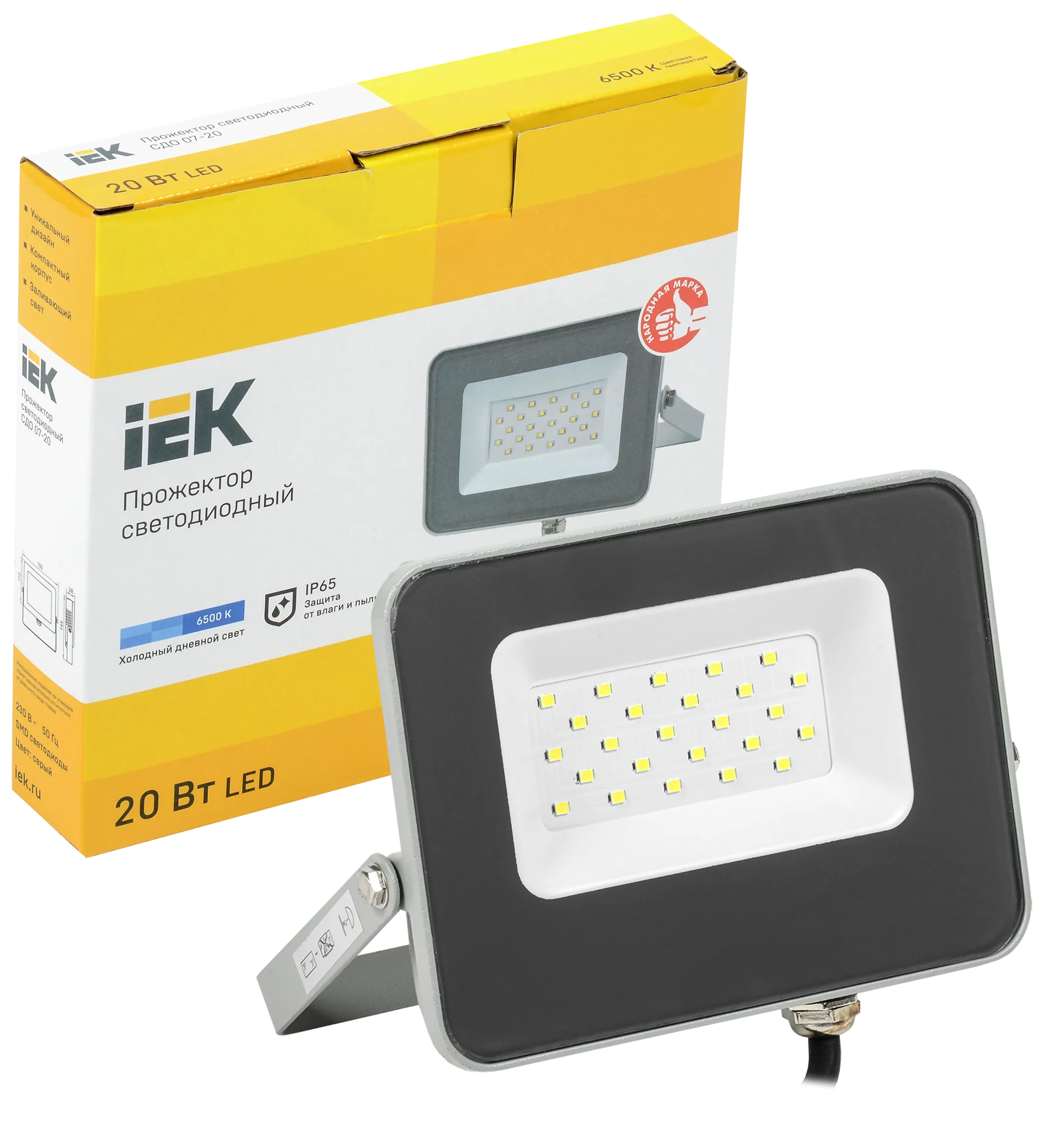 Прожектор светодиодный СДО 07-20 IP65 серый IEK
