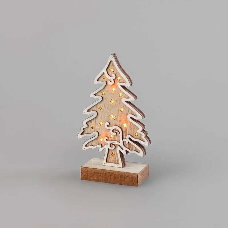 Деревянная фигурка с подсветкой Елочка 11,5x5x19 см 504-012