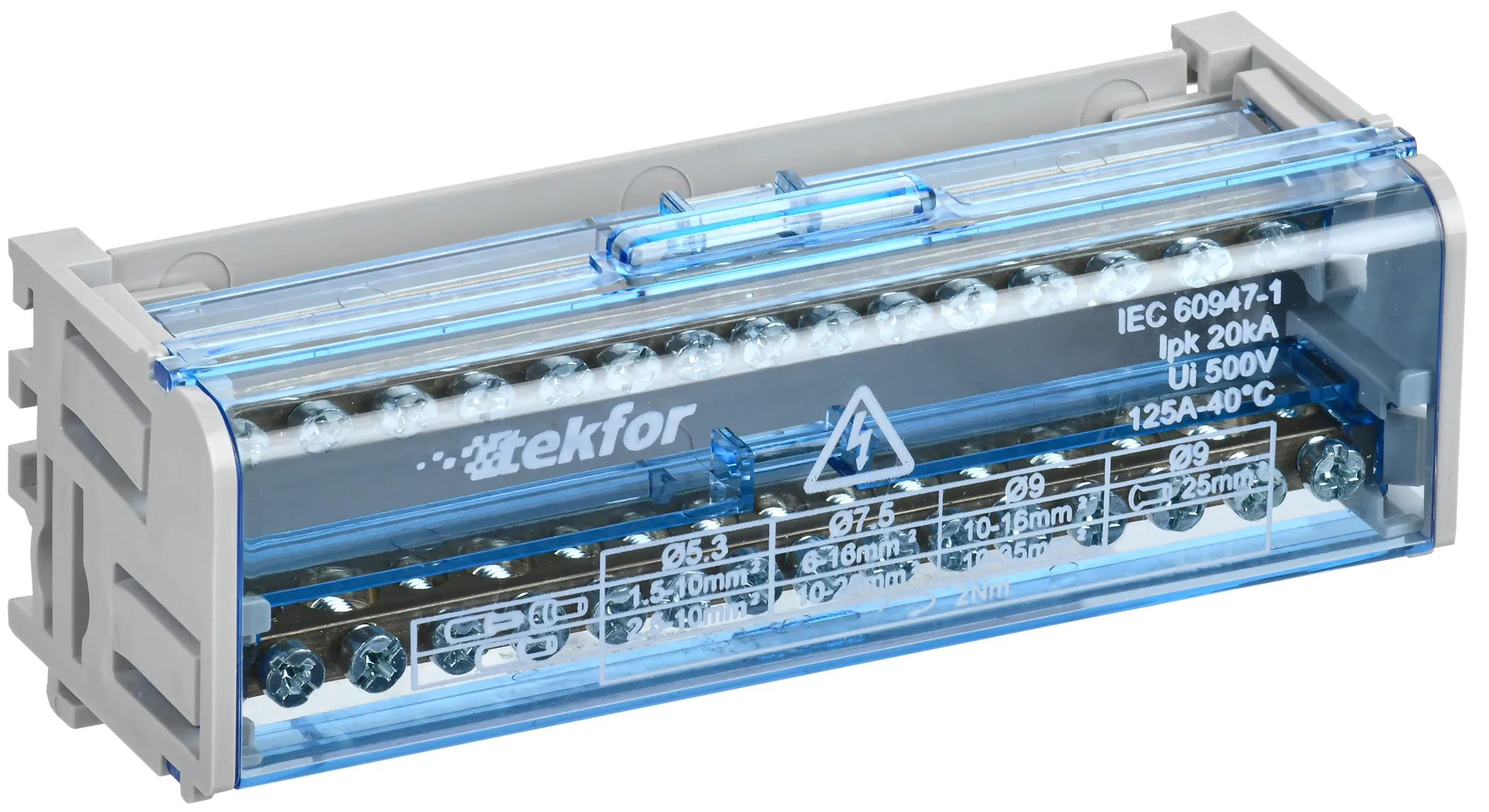 TEKFOR Шины на DIN-рейку (кросс-модуль) ШНК 2х15 L+PEN IEK TF-DN10-2-15-125
