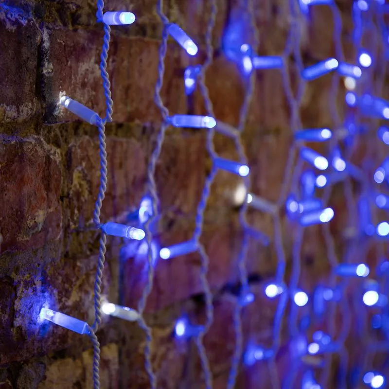 Гирлянда светодиодная Занавес 2х1,5м 300 LED СИНИЙ белый ПВХ IP65 эффект мерцания 230В нужен блок 303-500-1 NEON-NIGHT 235-223