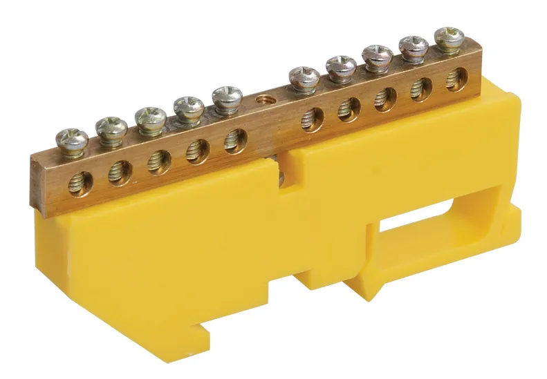 Шина PE "земля" на DIN-изоляторе ЖЕЛТЫЙ 6х9-10 DEKRON AN0803-0015