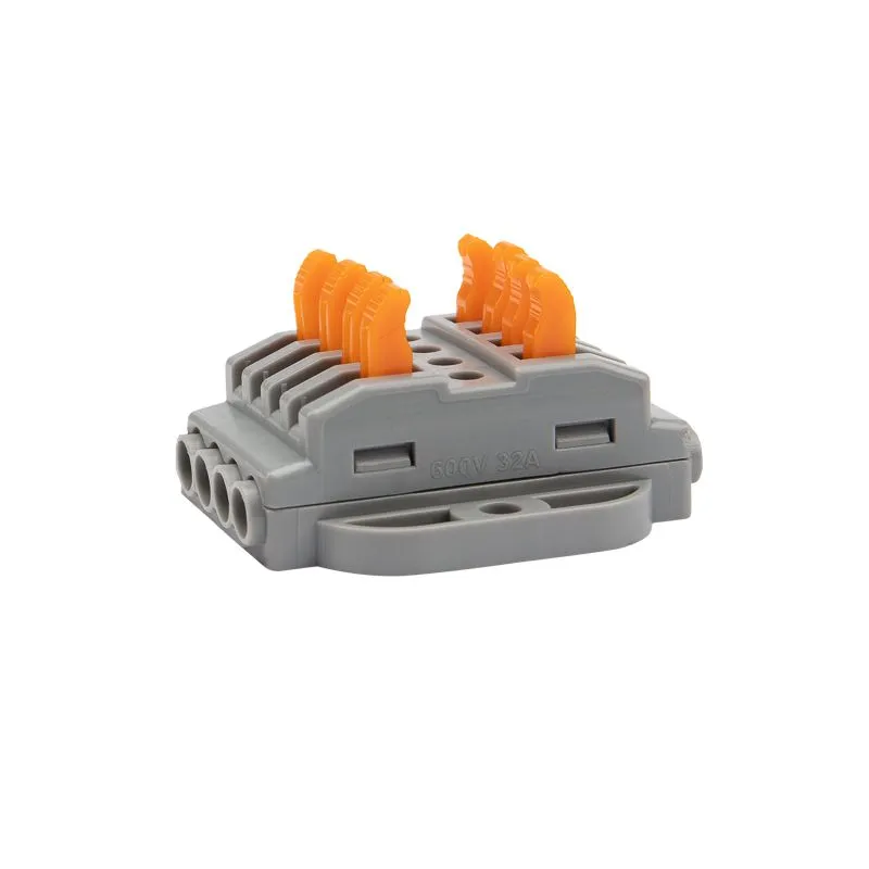 Клемма СМК 222-424P проходная 4 полюса, с монтажной площадкой (0,08-4 мм²), серая (25 шт./уп.) REXANT - Фото 3