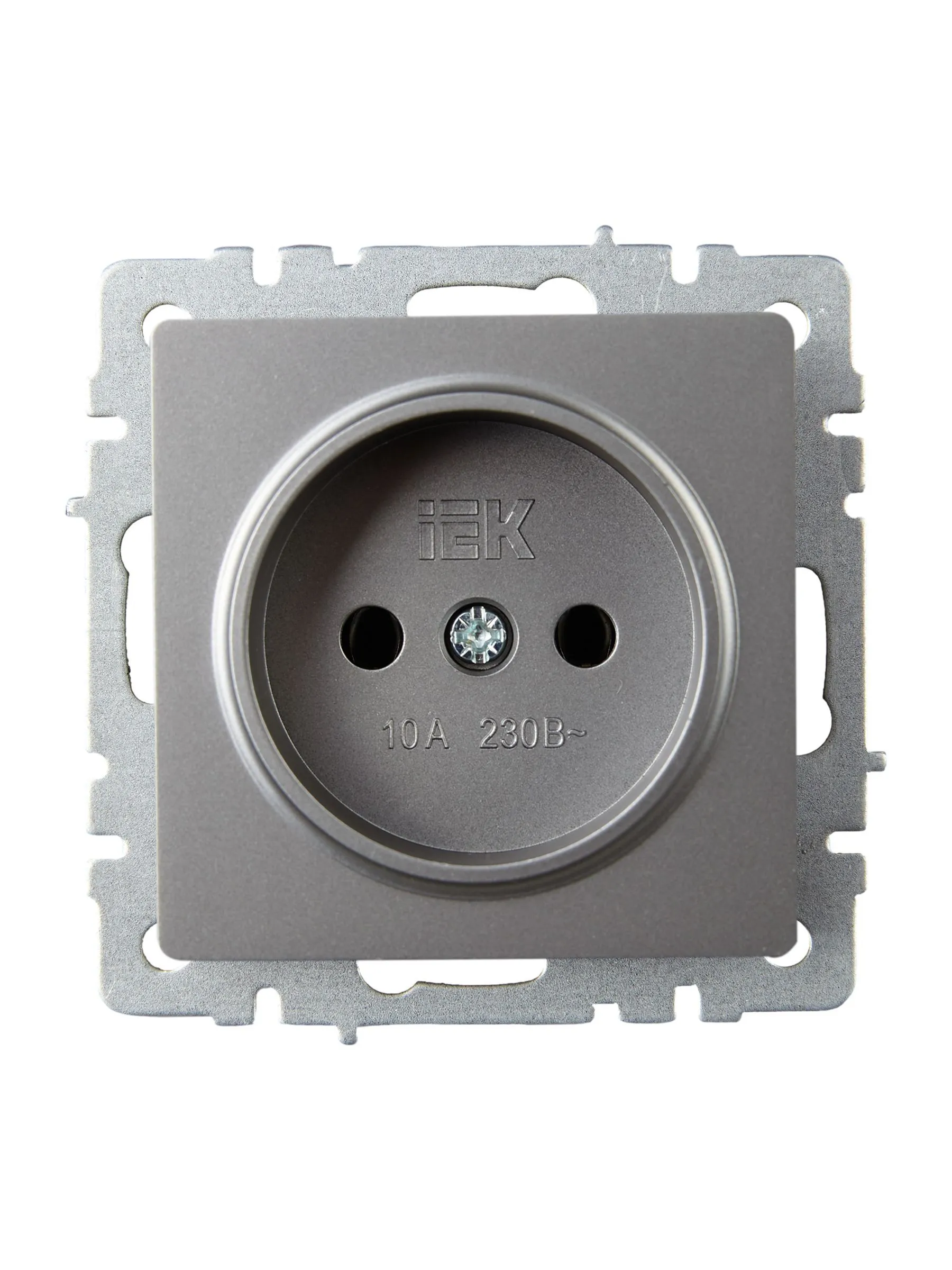 BRITE Розетка 1-местная без заземления без защитных шторок 10А РС10-1-0-БрС сталь IEK - Фото 7
