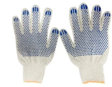 Перчатки х/б с ПВХ 13 класс (синяя точка)