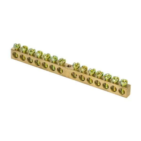 Шина PEN "ноль-земля" (6x9мм) 14 отв. латунь крепеж по центру розн. стикер EKF