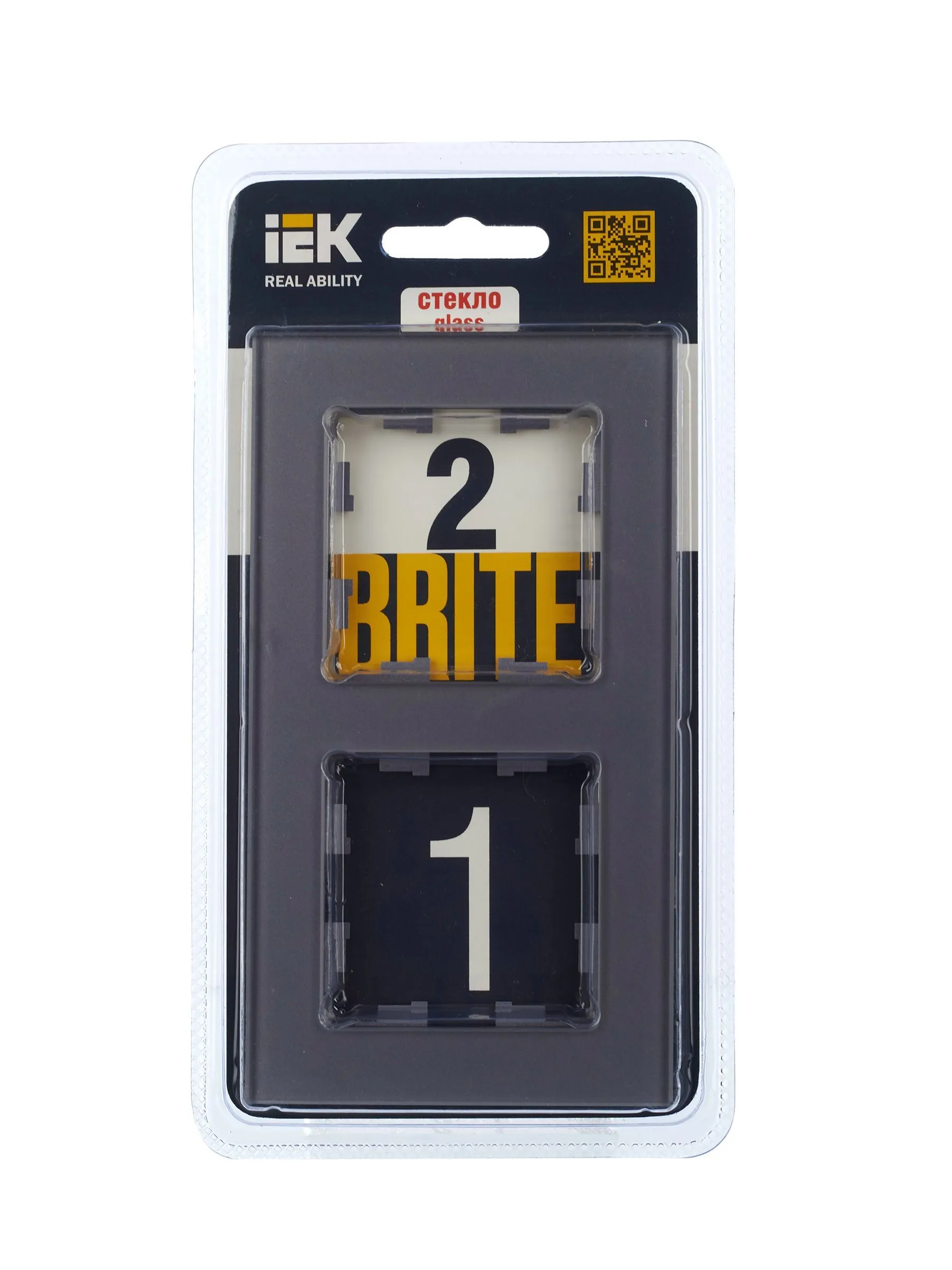 BRITE Рамка 2 -местная РУ-2-2-БрСе стекло серый IEK - Фото 7