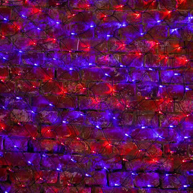 Гирлянда светодиодная Сеть 2,5х2,5м 432 LED КРАСНЫЙ/СИНИЙ черный ПВХ IP65 свечение с динамикой 230В контроллер в комплекте NEON-NIGHT 215-033