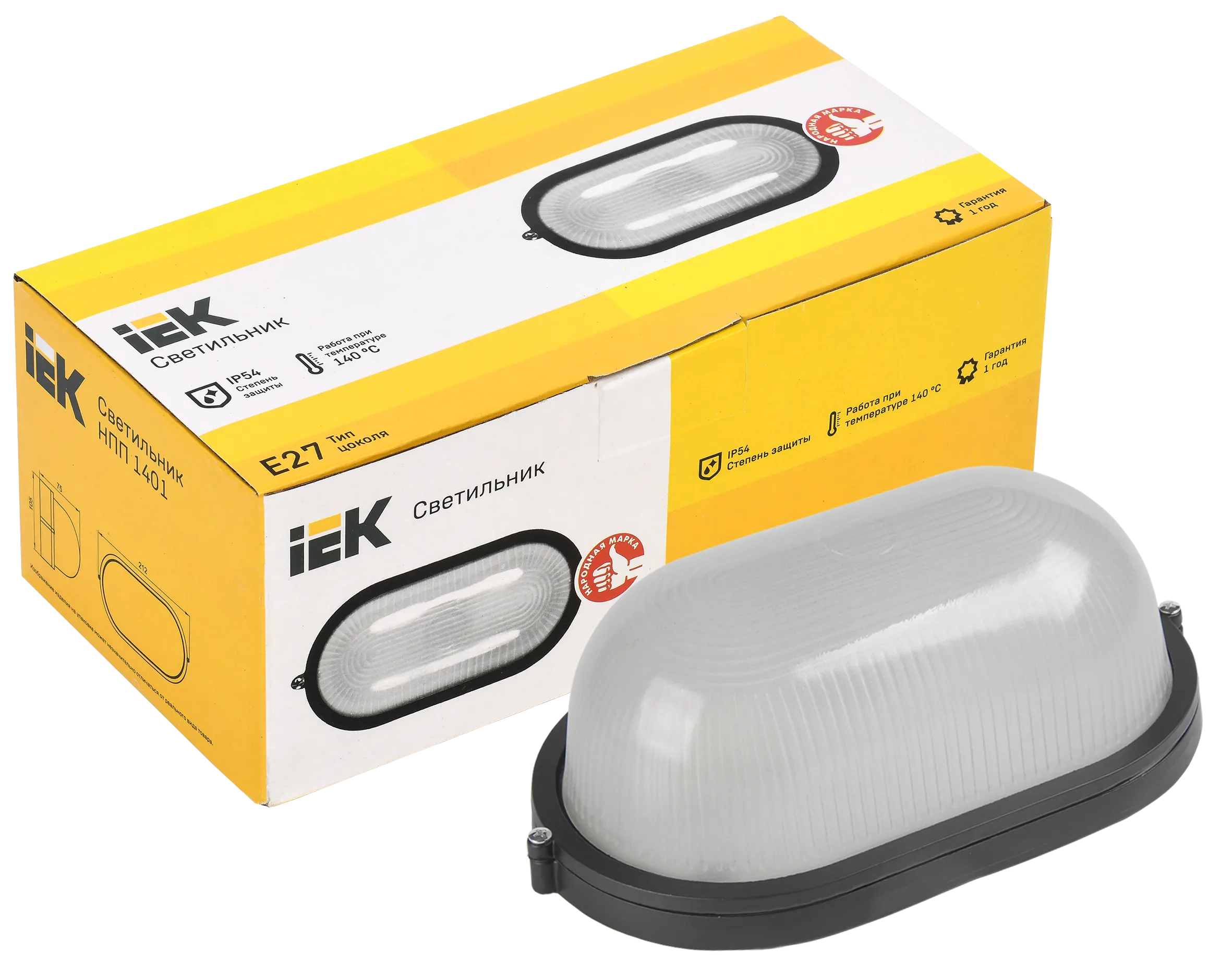 Светильник НПП1401 овал 60Вт IP54 черный IEK - Фото 3