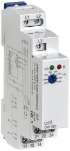 Реле контроля фаз ORF-08D 3 фазы 2 контакта 220-460В AC ONI ORF-08D-220-460VAC