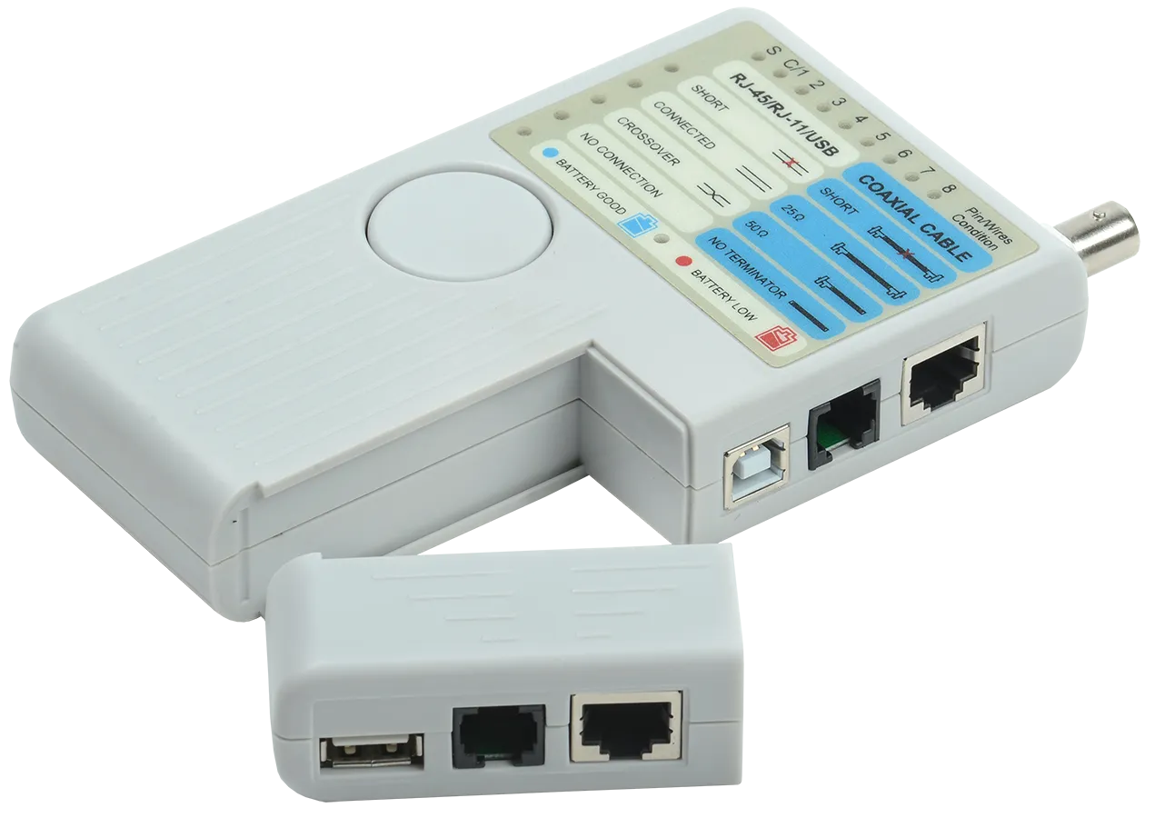 ITK Тестер для витой пары 4в1 RJ45/RJ11/BNC/USB с элементом питания