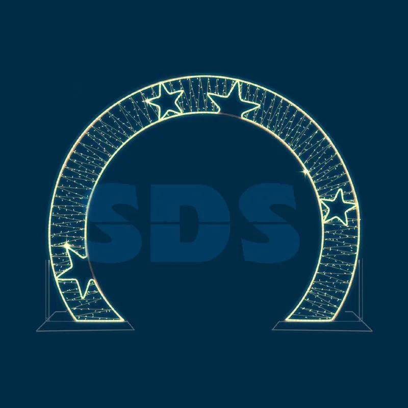 Декоративная арка со звездами плоская 300 см теплая белая 501-475