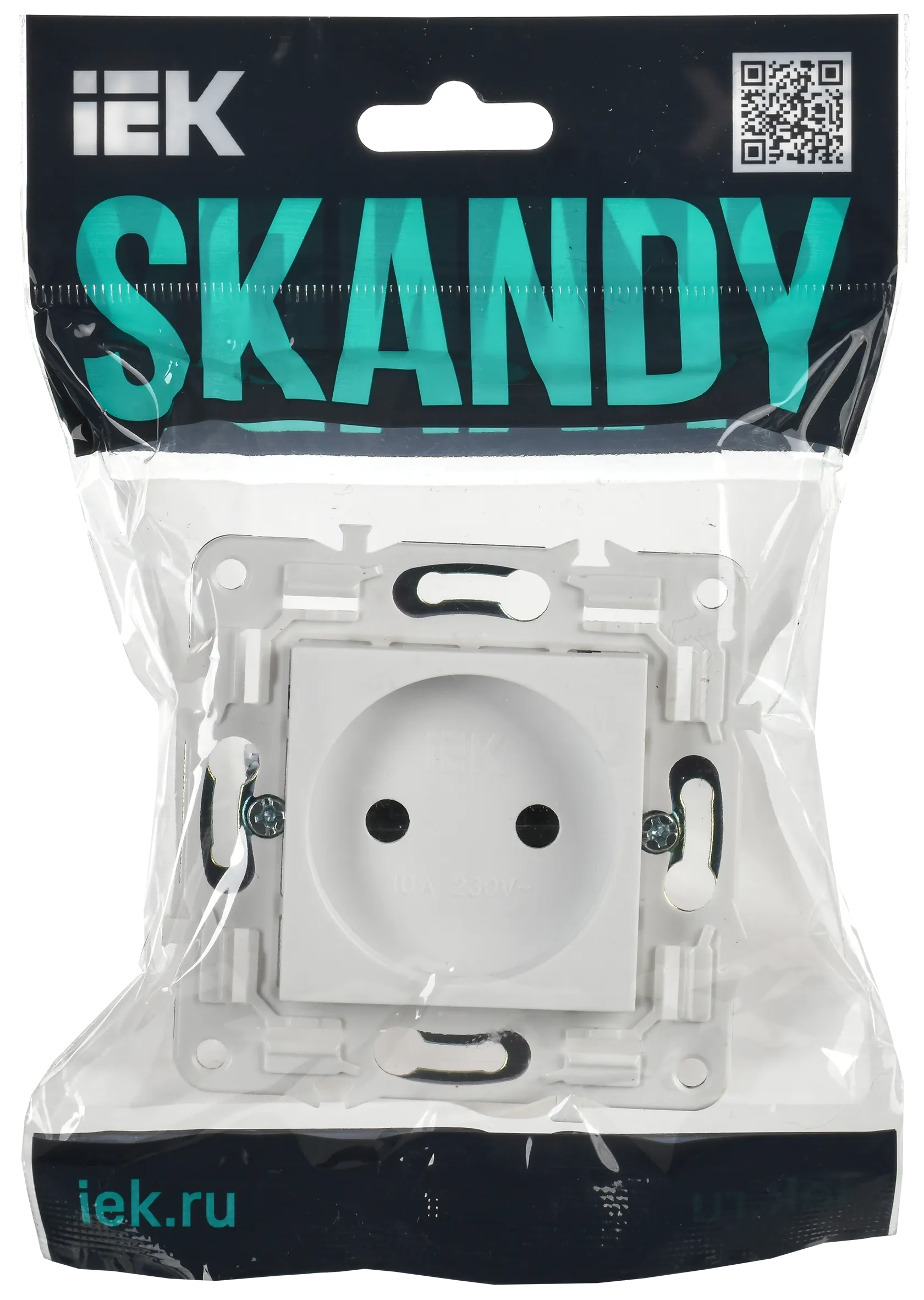 SKANDY Розетка без заземления с защитными шторками 10А SK-R01W арктический белый IEK - Фото 2