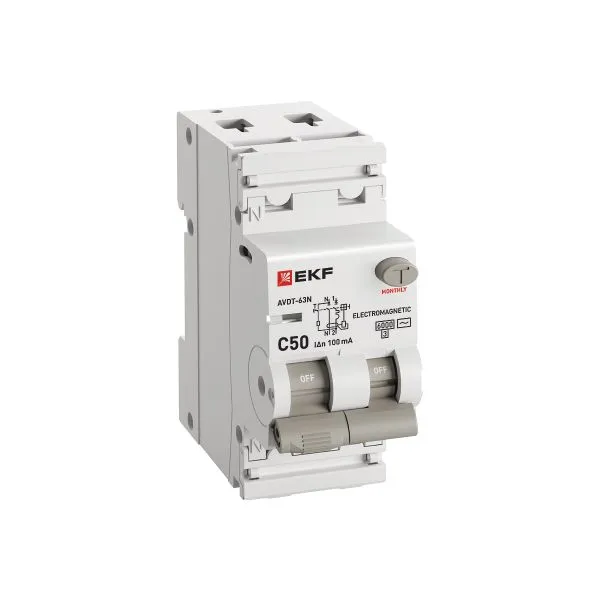 Диф. автомат АВДТ-63N 1P+N 50А (C) 100мА (AC) эл-мех 6кА PROXIMA EKF - Фото 2