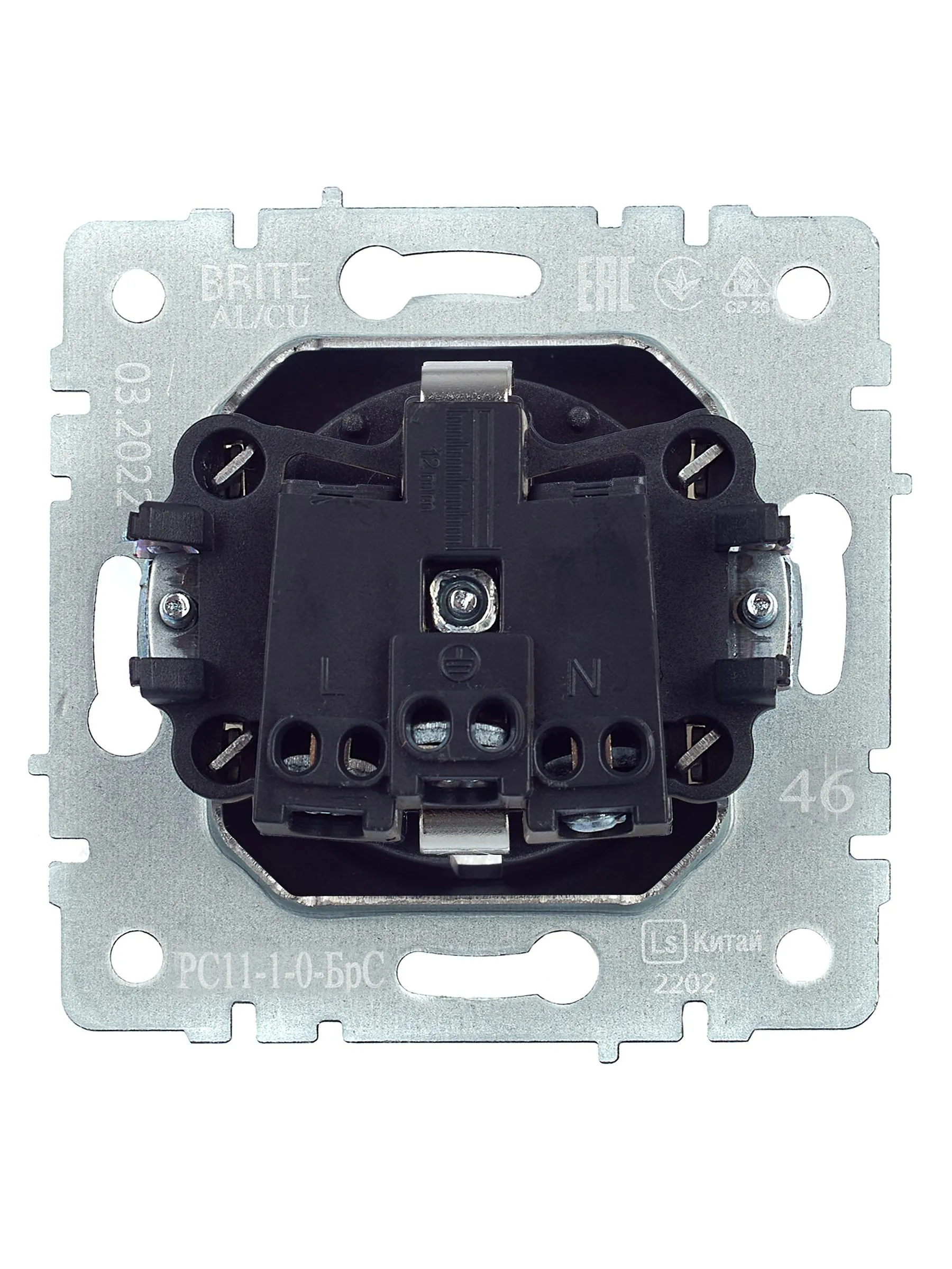 BRITE Розетка 1-местная с заземлением без защитных шторок 16А РС11-1-0-БрС сталь IEK - Фото 6